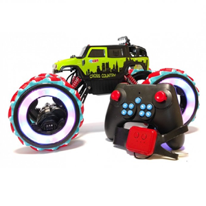  ماشین کنترلی شارژی آفرود جیپ سبز با دو کنترل دستی و دستبندی Off-Road RC Car Drift Wheels 1:10 -اسباب بازی